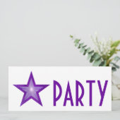 紫色の星'パーティー'招待ホワイト長 招待状 (スタンド正面)