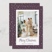 紫色の星フォトメリークリスマスカード シーズンカード (正面/裏面)