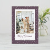 紫色の星フォトメリークリスマスカード シーズンカード (スタンド正面)