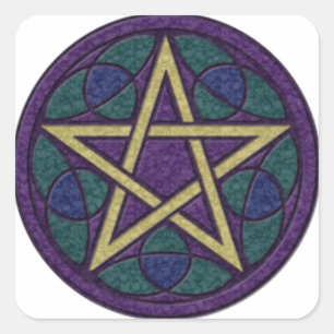 紫色の星形五角形Triquetra スクエアシール