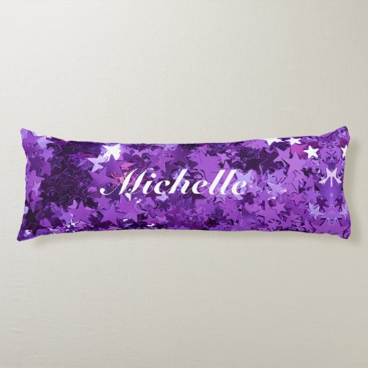 紫色の星抱き枕(名前の付いた、または名前のない) ボディピロー (正面)