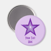 紫色の星「あなたのテキスト」冷蔵庫用マグネット淡い色の紫 マグネット (正面/裏面)