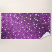 紫色の星，形，光沢，デザイン，グラフィック，最高の, ビーチタオル (正面)
