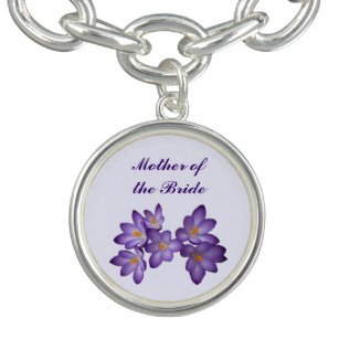 紫色の春の花嫁の花の結婚式の母 チャームブレスレット