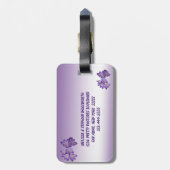 紫色の春の花柄 ラゲッジタグ (裏面縦)