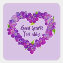 紫色の春ハートシール(引用文付き)