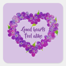 紫色の春ハートシール(引用文付き) スクエアシール
