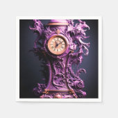 紫色の時計 スタンダードカクテルナプキン (正面)