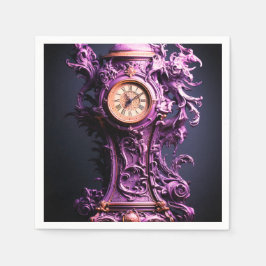 紫色の時計 スタンダードカクテルナプキン