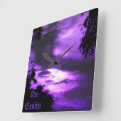 紫色の曇り空の壁時計 スクエア壁時計 (傾斜)