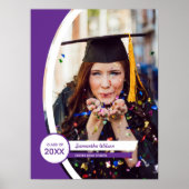紫色の曲線フレームの写真の卒業 ポスター (正面)