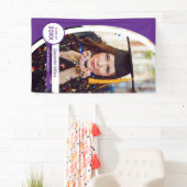 紫色の曲線フレームの写真の卒業 横断幕 (インサイチュ)