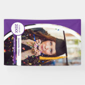 紫色の曲線フレームの写真の卒業 横断幕 (横)