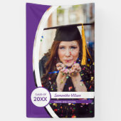 紫色の曲線フレームの写真の卒業 横断幕 (縦)