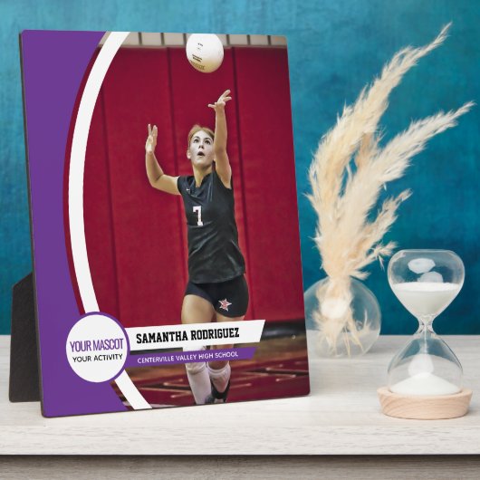 紫色の曲線フレームスクールフォトディスプレイ フォトプラーク (側面)