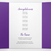 紫色の曲線フレーム3枚の写真の卒業 三つ折り招待状 (内部中)