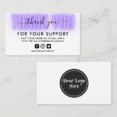  紫色の書道ネオンありがとうメディア挿入 名刺 (正面/裏面)