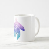紫色の曼荼羅のカメ コーヒーマグカップ (正面右)