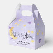 紫色の月の上に、赤ちゃんシャワー月の星 フェイバーボックス (裏面サイド)