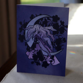 紫色の月の女神ウィッカ信者トリプルムーンシンボル カード