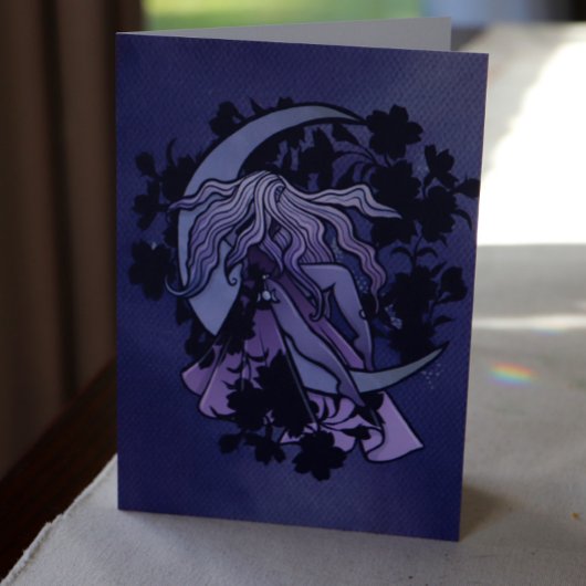 紫色の月の女神ウィッカ信者トリプルムーンシンボル カード