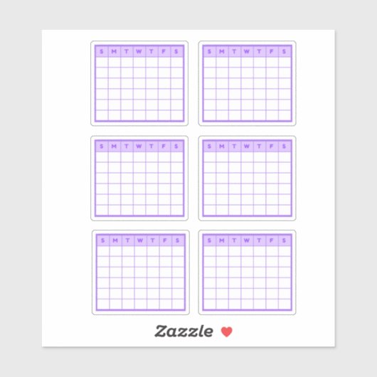 紫色の月単位カレンダー シール (シート)