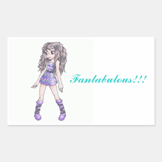 紫色の服の女の子が付いている"Fantabulous"のステッカー 長方形シール (正面)
