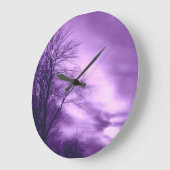 紫色の木および空の柱時計 ラージ壁時計 (傾斜)