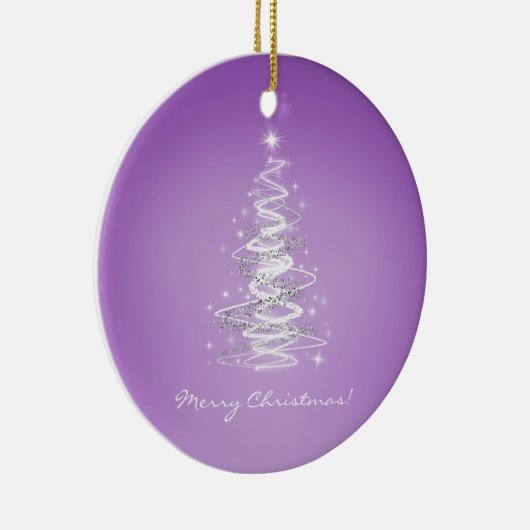 紫色の木とのメリークリスマス セラミックオーナメント (右)