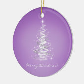 紫色の木とのメリークリスマス セラミックオーナメント (左)