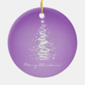 紫色の木とのメリークリスマス セラミックオーナメント (裏面)