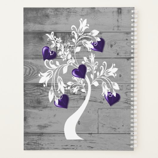 紫色の木のハートパーソナライズされたプランナー プランナー手帳 (裏面)