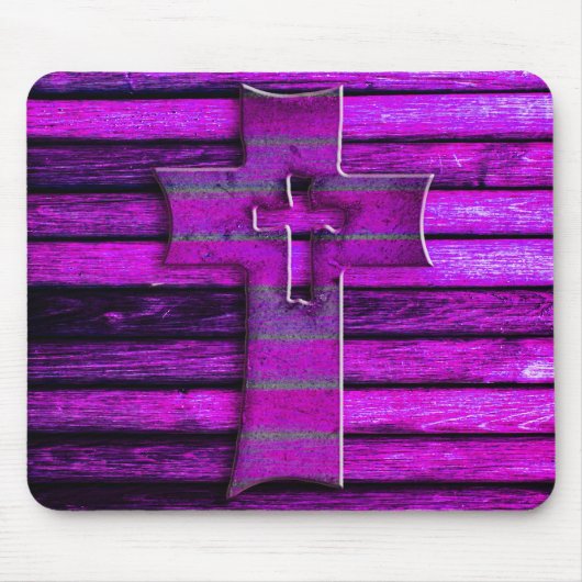 紫色の木の十字 マウスパッド (正面)