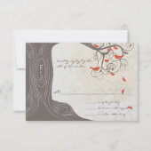 紫色の木の渦巻きラブバード結婚式招待状 招待状 (正面)