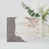 紫色の木の渦巻きラブバード結婚式招待状 招待状 (スタンド正面)