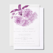 紫色の木の花の水の色の写真結婚の ベラム紙招待状 (オフセット)