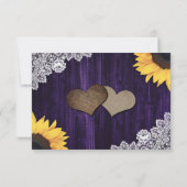 紫色の木レースひまわりウェディングRSVPカード 出欠カード (裏面)