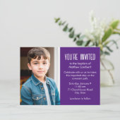 紫色の末日聖子写真バプテスマ 招待状 (スタンド正面)