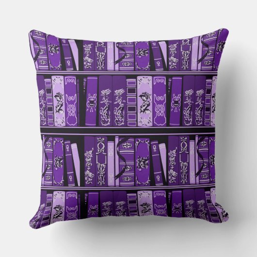 紫色の本棚のヴィンテージの本の装飾用クッション クッション (裏面)