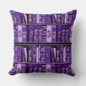 紫色の本棚のヴィンテージの本の装飾用クッション クッション (正面)