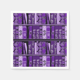 紫色の本棚ヴィンテージ本 スタンダードカクテルナプキン