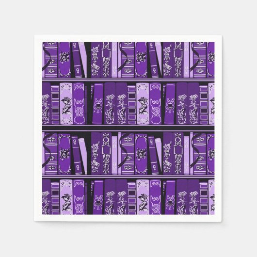 紫色の本棚ヴィンテージ本 スタンダードカクテルナプキン (正面)