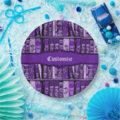 紫色の本棚ヴィンテージ本 ペーパープレート (パーティー)