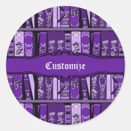 紫色の本棚ヴィンテージ本 ラウンドシール