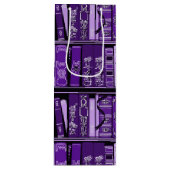 紫色の本棚ヴィンテージ本 ワインギフトバッグ (正面)