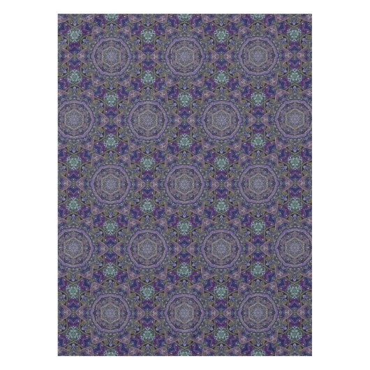 紫色の東の禅の曼荼羅の罰金の白いレース テーブルクロス (正面)