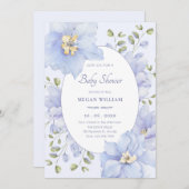 紫色の柔らかい花の開花赤ちゃんシャワー 招待状 (正面/裏面)