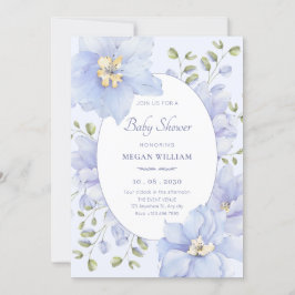 紫色の柔らかい花の開花赤ちゃんシャワー 招待状