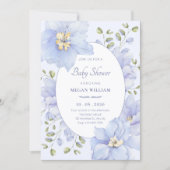 紫色の柔らかい花の開花赤ちゃんシャワー 招待状 (正面)