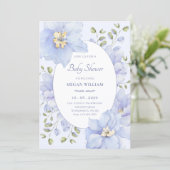 紫色の柔らかい花の開花赤ちゃんシャワー 招待状 (スタンド正面)